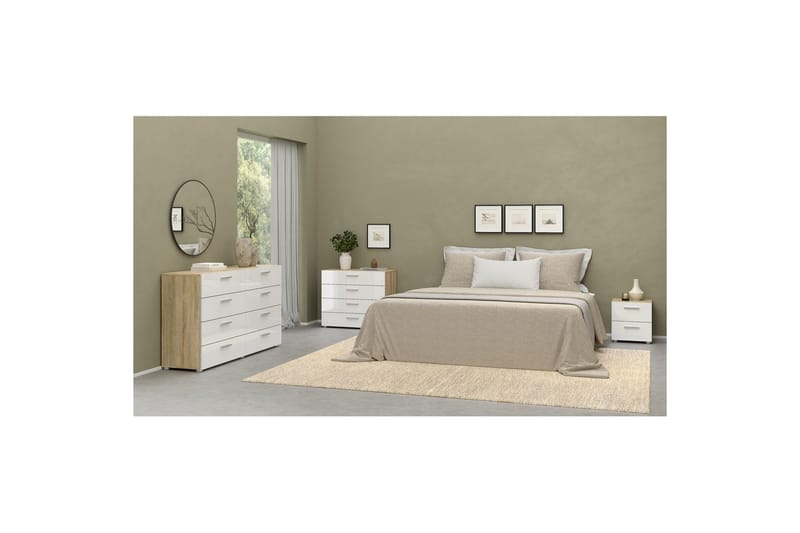 Vansu Sängbord 40 cm - Vit/Natur - Möbler - Sovrum - Sängbord