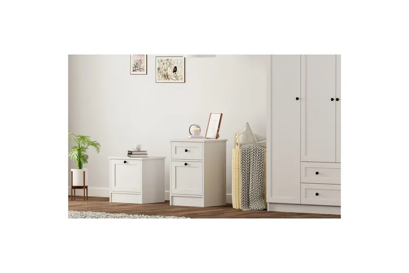 Varion Sängbord 45 cm - Matt Vit - Möbler - Sovrum - Sängbord