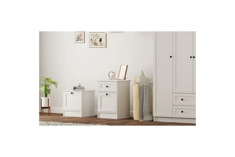 Varion Sängbord 45 cm - Matt Vit - Möbler - Sovrum - Sängbord