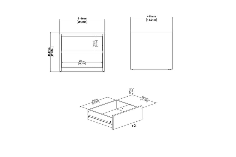 Varun Sängbord 52 cm - Vit - Möbler - Sovrum - Sängbord