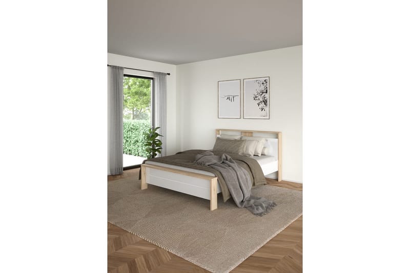 Varun Sängram 140x190 cm - Vit/Natur - Möbler - Sovrum - Sängram & sängstomme