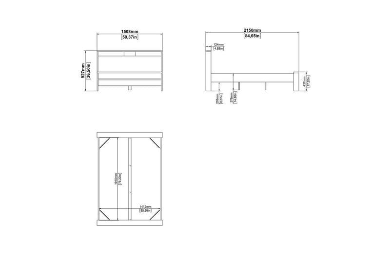 Varun Sängram 140x190 cm - Vit/Natur - Möbler - Sovrum - Sängram & sängstomme