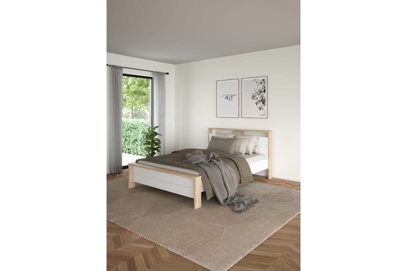 Varun Sängram 140x200 cm - Vit/Natur - Möbler - Sovrum - Sängram & sängstomme