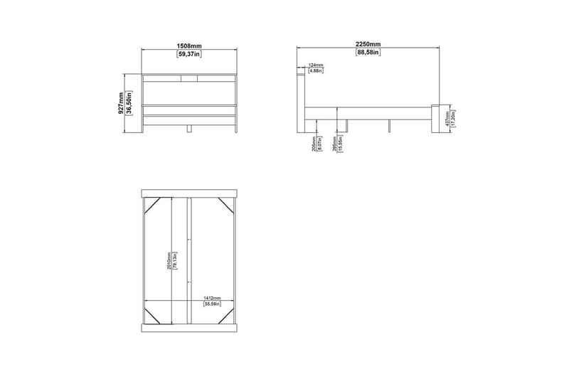 Varun Sängram 140x200 cm - Vit/Natur - Möbler - Sovrum - Sängram & sängstomme