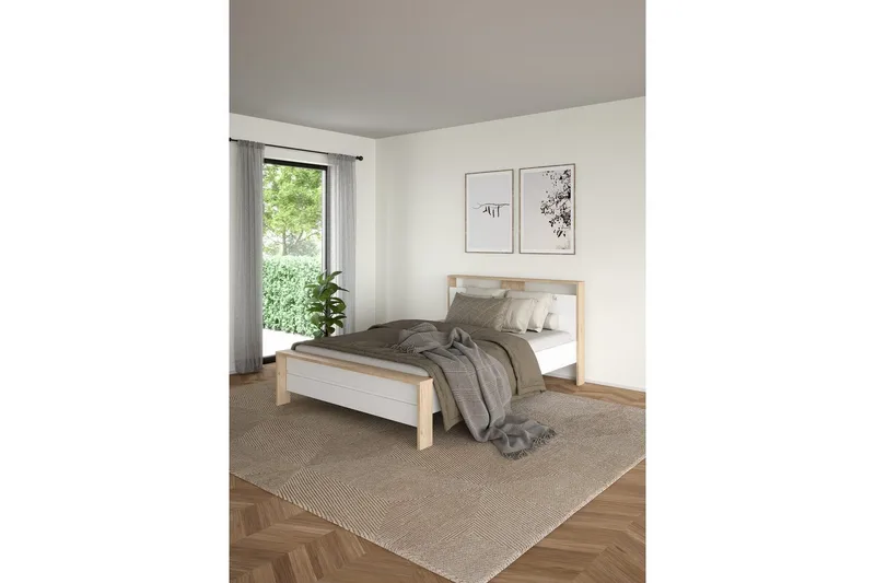 Varun Sängram 140x200 cm - Vit/Natur - Möbler - Sovrum - Sängram & sängstomme