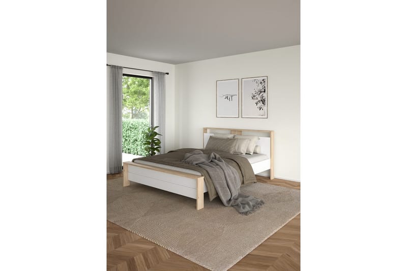 Varun Sängram 160x200 cm - Vit/Natur - Möbler - Sovrum - Sängram & sängstomme