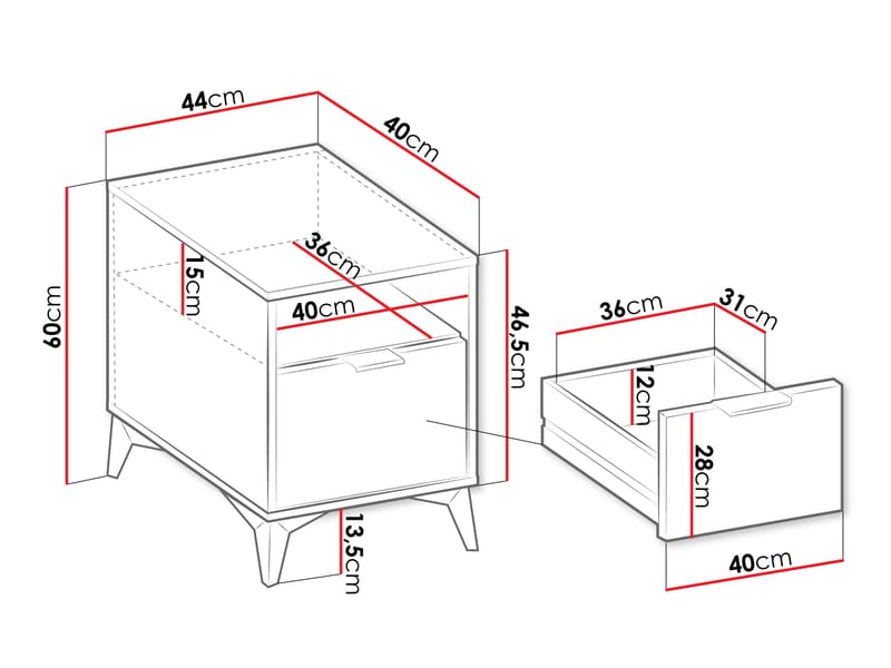 Vemdalen Sängbord 44 cm - brun - Möbler - Sovrum - Sängbord