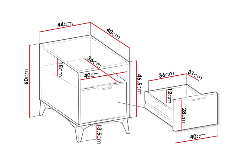 Vemdalen Sängbord 44 cm - Sand beige - Möbler - Sovrum - Sängbord