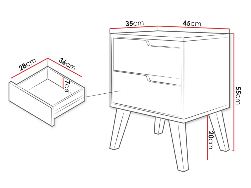 Virello Sängbord 45 cm - beige - Möbler - Sovrum - Sängbord