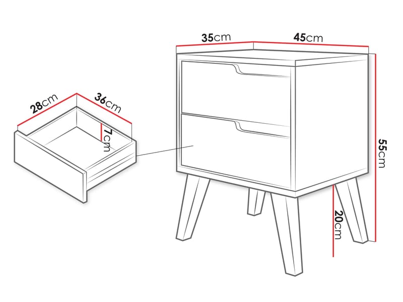 Virello Sängbord 45 cm - brun - Möbler - Sovrum - Sängbord