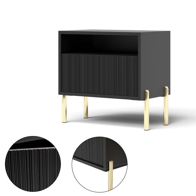 Virmani Sängbord 47 cm - Svart - Möbler - Sovrum - Sängbord