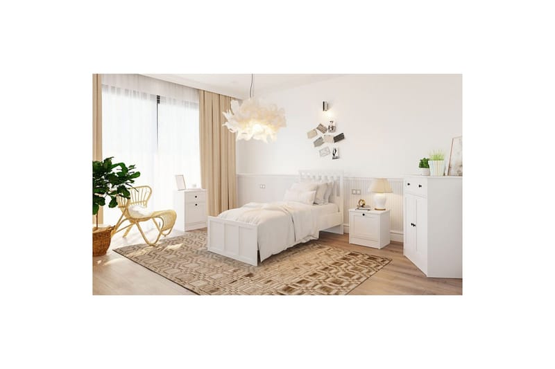 Vyric Sängram 90x190 cm i Målat Trä med Sänggavel - Vit - Möbler - Sovrum - Sängram & sängstomme