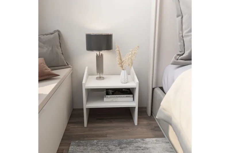 Zalric Sängbord 45 cm - Vit - Möbler - Sovrum - Sängbord