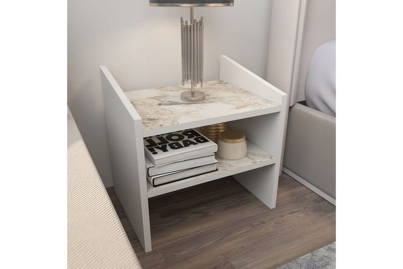 Zalric Sängbord 45 cm - Vit - Möbler - Sovrum - Sängbord