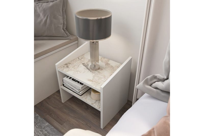 Zalric Sängbord 45 cm - Vit - Möbler - Sovrum - Sängbord