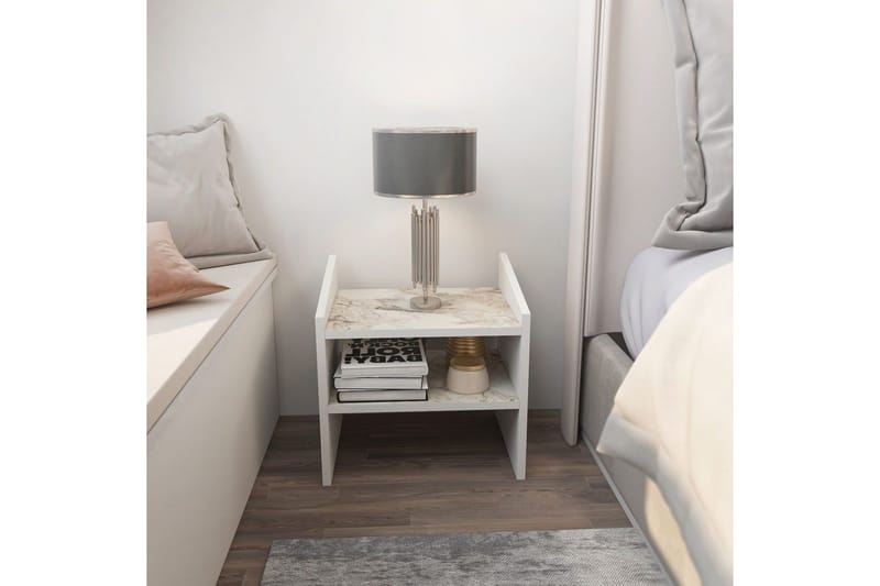 Zalric Sängbord 45 cm - Vit - Möbler - Sovrum - Sängbord