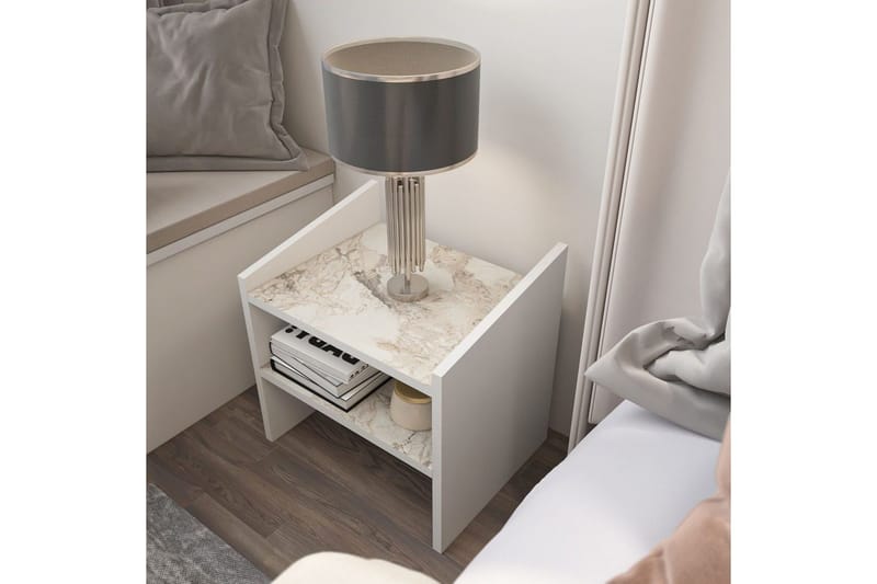 Zalric Sängbord 45 cm - Vit - Möbler - Sovrum - Sängbord