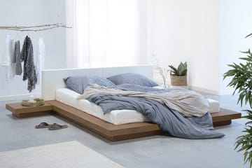 Zen Komplett Sängpaket – Dubbelsäng 160x200 cm i Trä med Sänggavel + Bäddmadrass - Vit - Möbler - Sovrum - Sängram & sängstomme