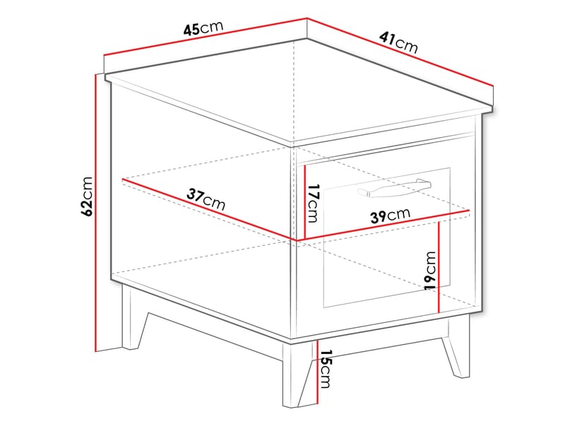 Zeylor Sängbord 45 cm - Möbler - Sovrum - Sängbord