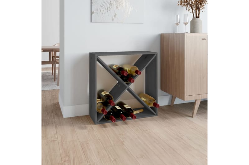 beBasic Vinskåp grå 62x25x62 cm massiv furu - Möbler - Spelrum - Dryckeskylar - Vinkyl & vinlagringsskåp