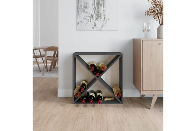 beBasic Vinskåp grå 62x25x62 cm massiv furu - Möbler - Spelrum - Dryckeskylar - Vinkyl & vinlagringsskåp