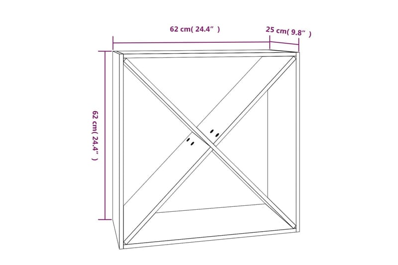 beBasic Vinskåp svart 62x25x62 cm massiv furu - Förvaring - Hyllor - Förvaringshylla - Vinställ & vinhylla