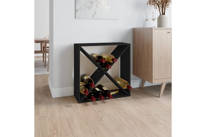 beBasic Vinskåp svart 62x25x62 cm massiv furu - Förvaring - Hyllor - Förvaringshylla - Vinställ & vinhylla