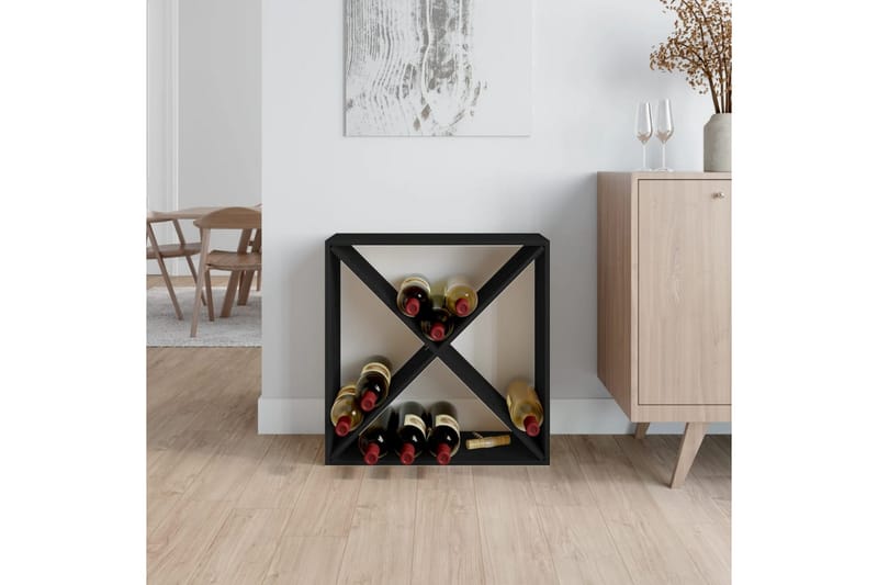 beBasic Vinskåp svart 62x25x62 cm massiv furu - Förvaring - Hyllor - Förvaringshylla - Vinställ & vinhylla