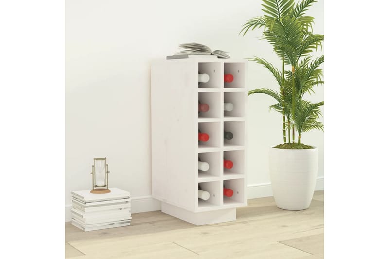 beBasic Vinskåp vit 23x34x61 cm massiv furu - Möbler - Spelrum - Dryckeskylar - Vinkyl & vinlagringsskåp