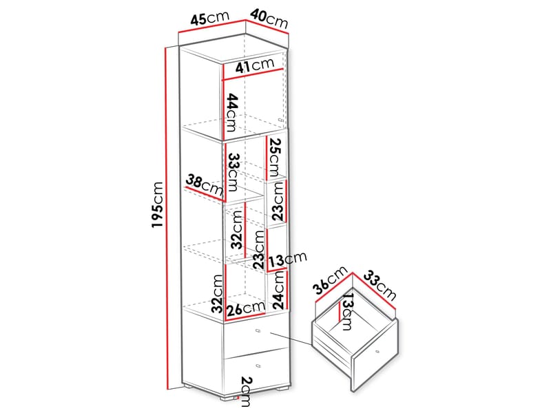 Edson Bokhylla 195 cm - Möbler - Spelrum - Dryckeskylar - Öltapp & ölmaskiner