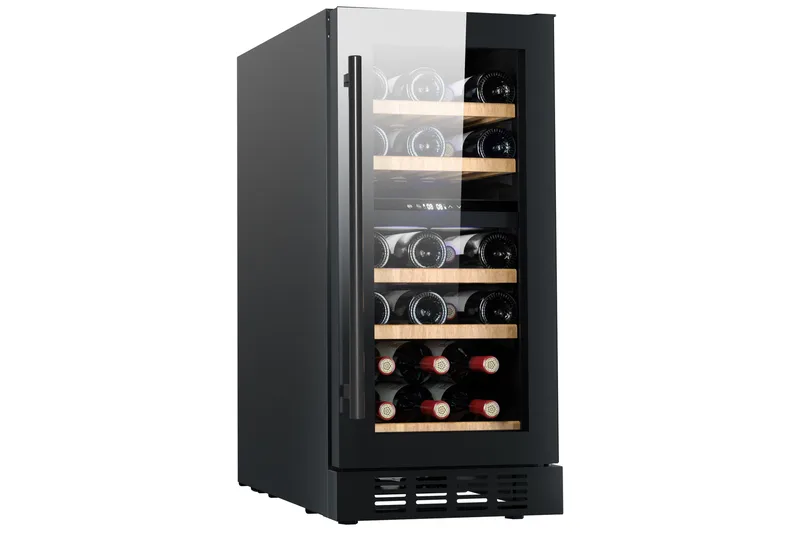 Inbyggbar vinkyl för 26 flaskor med LED-belysning
