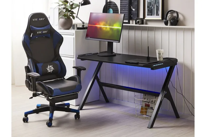 Danvers Gamingbord 120 cm med LED-belysning - Svart/Grå - Möbler - Spelrum - Gamingbord & datorbord