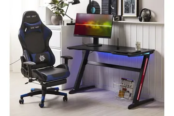 Darfur Gamingbord 120 cm med LED-belysning - Grå/Svart - Möbler - Spelrum - Gamingbord & datorbord