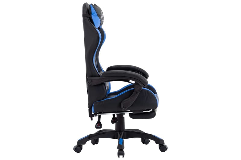 Gamingstol med fotstöd blå och svart konstläder - Blå - Möbler - Spelrum - Gamingstol