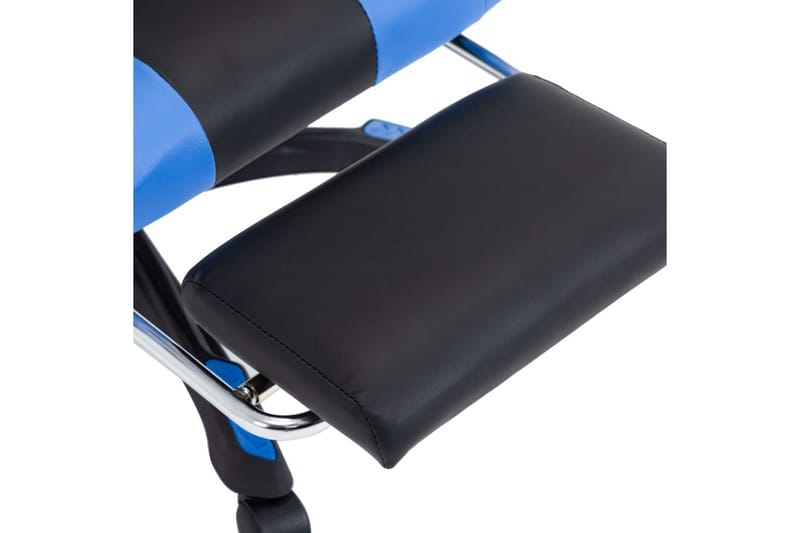 Gamingstol med fotstöd blå och svart konstläder - Blå - Gamingstol