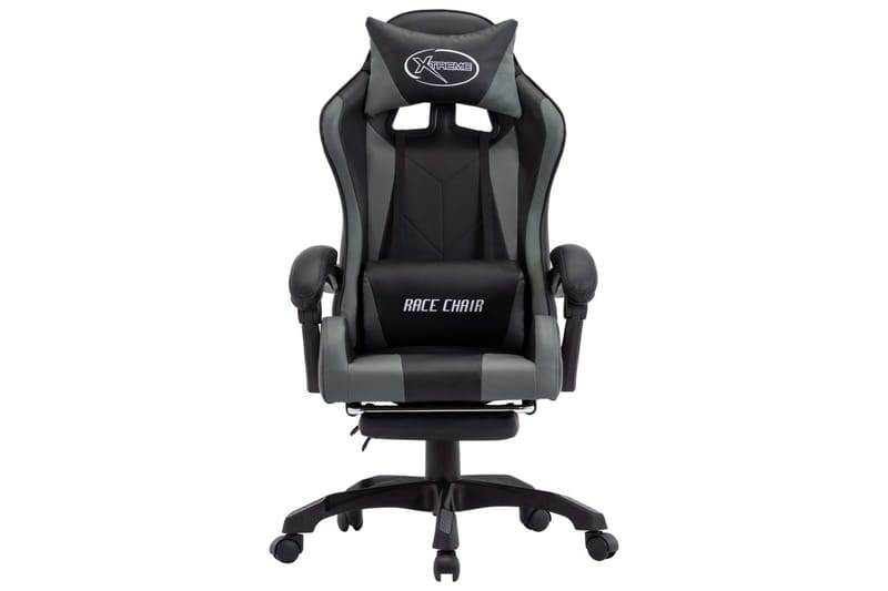 Gamingstol med fotstöd grå och svart konstläder - Grå - Möbler - Spelrum - Gamingstol