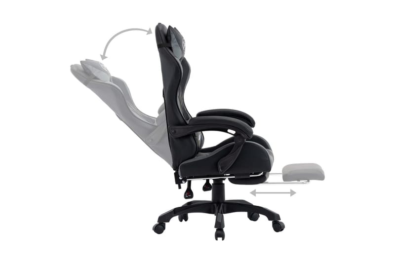 Gamingstol med fotstöd grå och svart konstläder - Grå - Möbler - Spelrum - Gamingstol