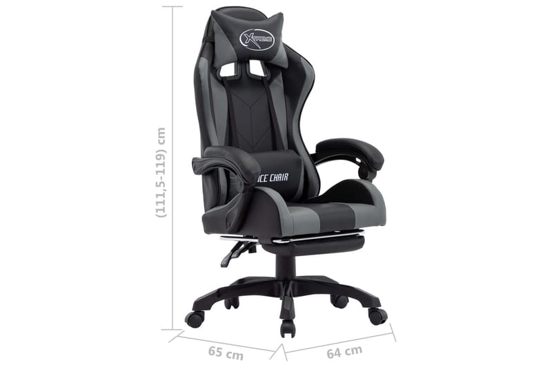 Gamingstol med fotstöd grå och svart konstläder - Grå - Möbler - Spelrum - Gamingstol