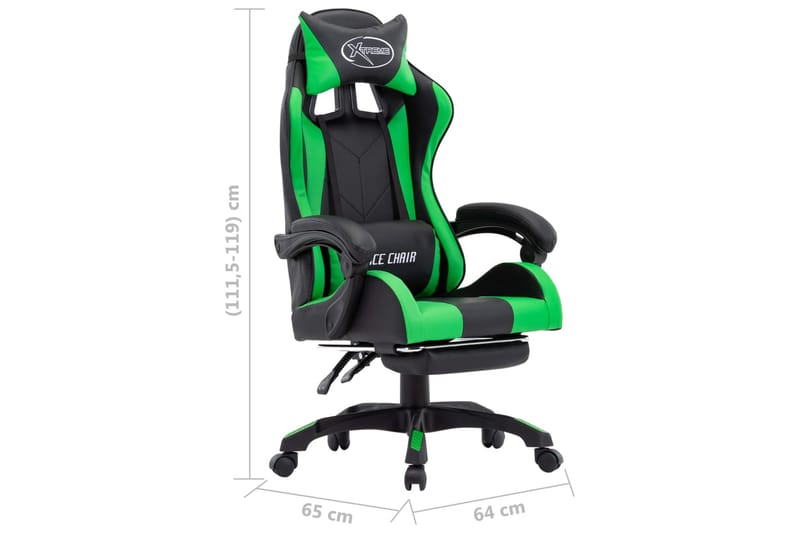 Gamingstol med fotstöd grön och svart konstläder - Grön - Möbler - Spelrum - Gamingstol