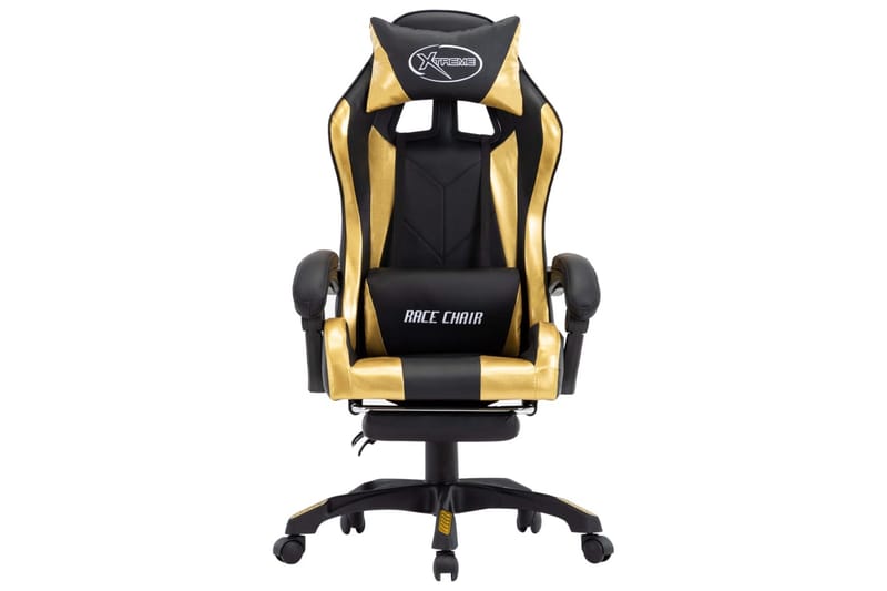 Gamingstol med fotstöd guld och svart konstläder - Guld - Möbler - Spelrum - Gamingstol