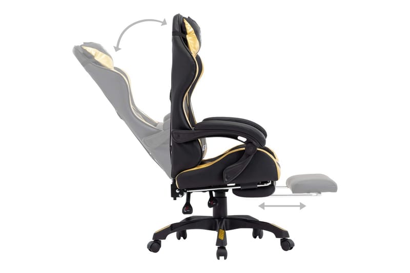 Gamingstol med fotstöd guld och svart konstläder - Guld - Möbler - Spelrum - Gamingstol