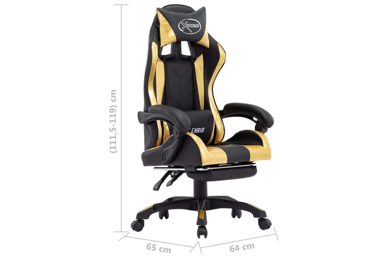 Gamingstol med fotstöd guld och svart konstläder - Guld - Möbler - Spelrum - Gamingstol