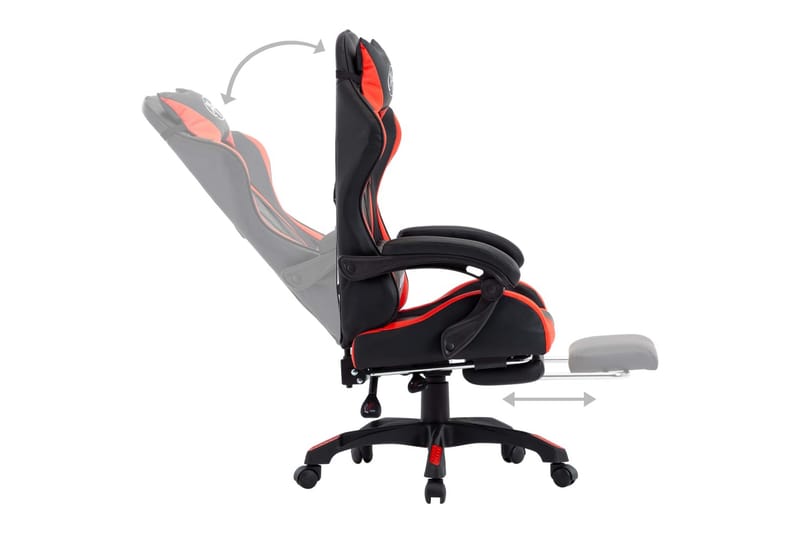 Gamingstol med fotstöd röd och svart konstläder - Röd - Möbler - Spelrum - Gamingstol