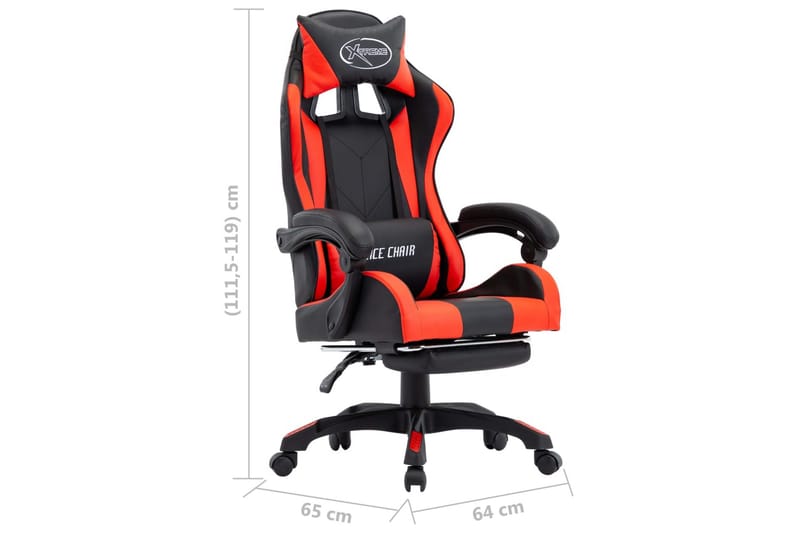 Gamingstol med fotstöd röd och svart konstläder - Röd - Möbler - Spelrum - Gamingstol