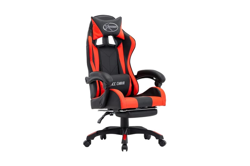 Gamingstol med fotstöd röd och svart konstläder - Röd - Möbler - Spelrum - Gamingstol