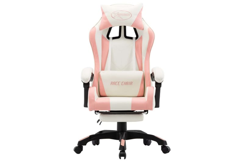 Gamingstol med fotstöd rosa och vit konstläder - Rosa - Möbler - Spelrum - Gamingstol