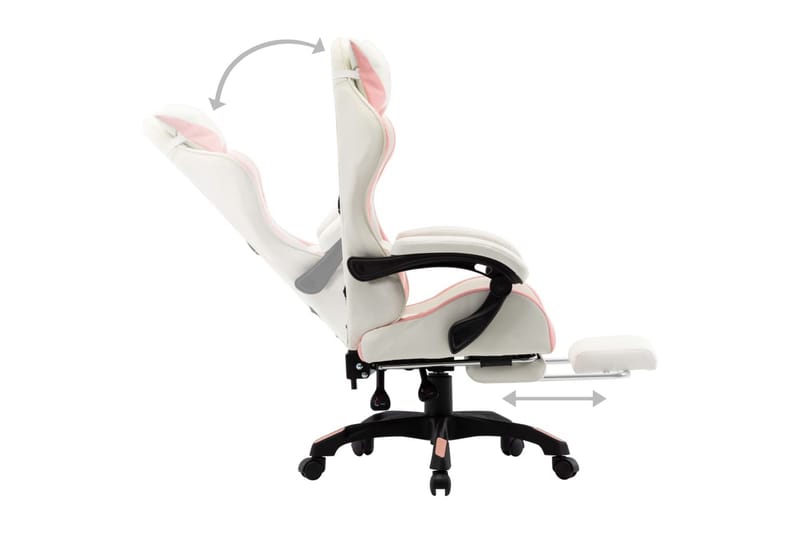 Gamingstol med fotstöd rosa och vit konstläder - Rosa - Möbler - Spelrum - Gamingstol
