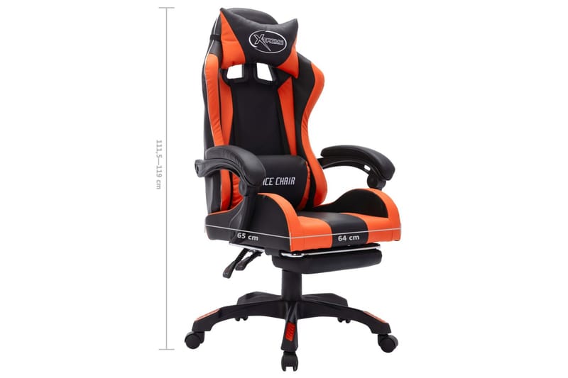 Gamingstol med RGB LED-lampor orange och svart konstläder - Flerfärgad - Möbler - Spelrum - Gamingstol