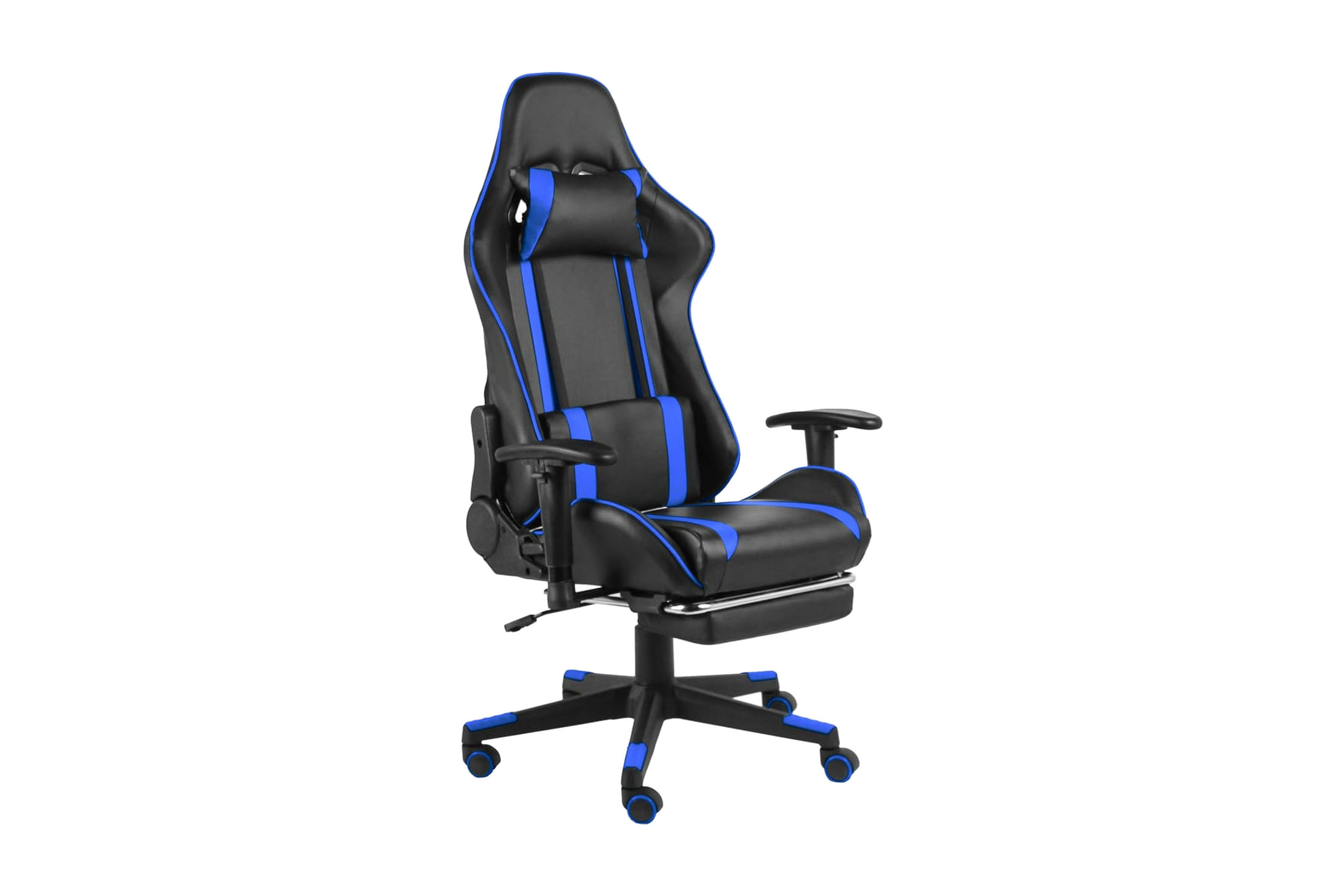 Snurrbar gamingstol med fotstöd blå PVC – Blå