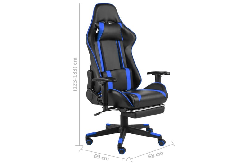 Snurrbar gamingstol med fotstöd blå PVC - Blå - Möbler - Spelrum - Gamingstol